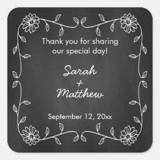 Chalkboard Sunflower Wedding Favor Stickers