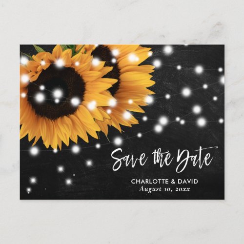 Chalkboard Sunflower Wedding Save The Date Announcement Postcard