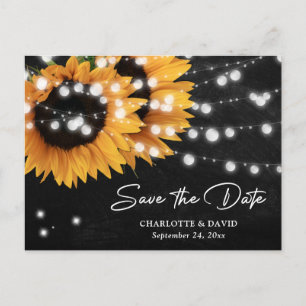 Chalkboard Sunflower Wedding Save The Date Announcement Postcard
