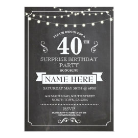 Chalkboard Surprise Birthday Party 40th Invite