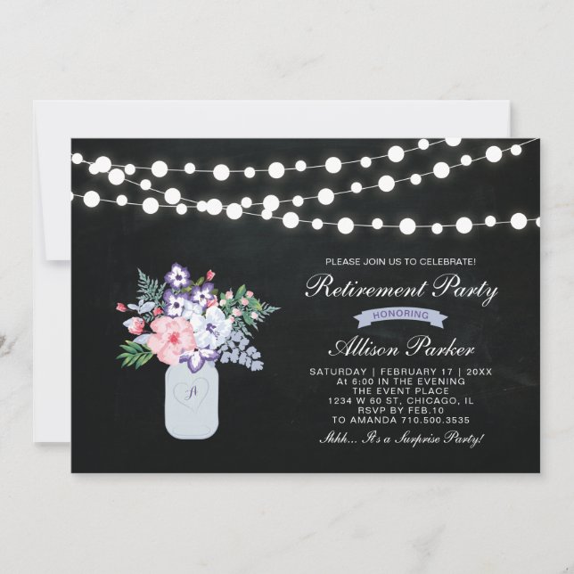 Chalkboard Surprise Retirement Party Invitation (Front)