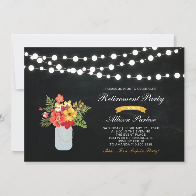 Chalkboard Surprise Retirement Party Invitation (Front)