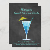 Chalkboard Sweet 16 Pool Party Invitation (Front/Back)