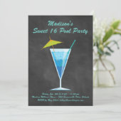 Chalkboard Sweet 16 Pool Party Invitation (Standing Front)