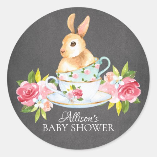 Chalkboard Sweet Bunny Baby Tea Party Sticker