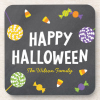 Chalkboard Sweet Candy Treats Happy Halloween Coaster