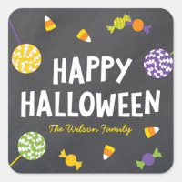 Chalkboard Sweet Candy Treats Happy Halloween Square Sticker
