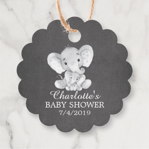 Chalkboard Sweet Elephant Baby Shower Favor Gift Favor Tags