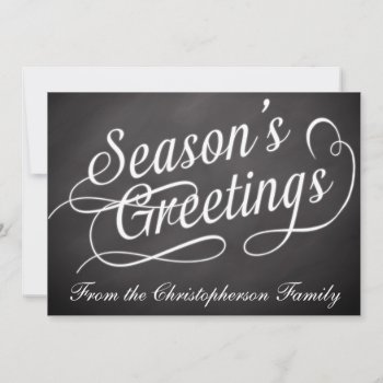 Chalkboard Swirl Season's Greetings Flat Card by ChristmasCardShop at Zazzle