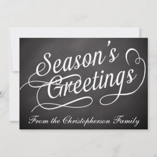 Chalkboard Swirl Seasons Greetings Flat Card