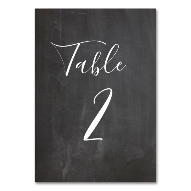 Chalkboard table number. Modern gray wedding Number (Front)