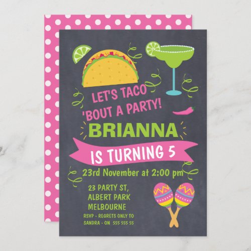 Chalkboard  Taco Fiesta Birthday Invitation