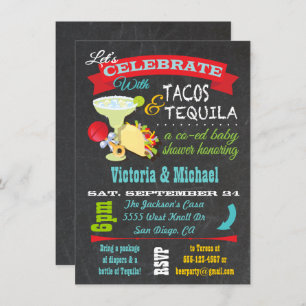 Chalkboard Tacos and Tequila Co-ed Baby Shower Invitation