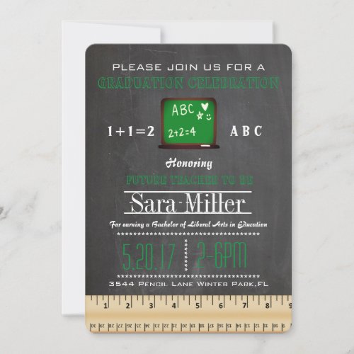 Chalkboard Teacher Graduation Invitation