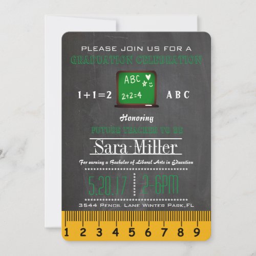 Chalkboard Teacher Graduation Invitation