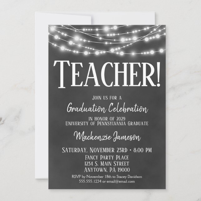 Chalkboard Teacher Graduation Party Invitation (Front)