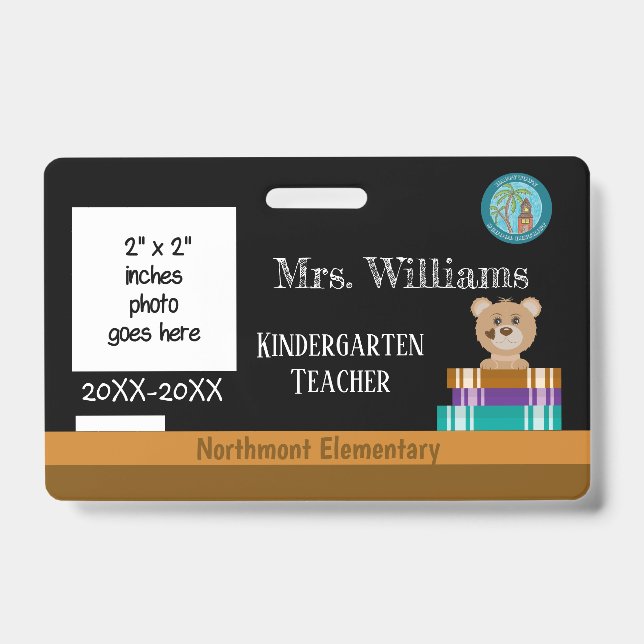 Chalkboard Teacher ID Badge with District Seal  (Front)