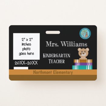 Chalkboard Teacher Id Badge With District Seal by ArianeC at Zazzle