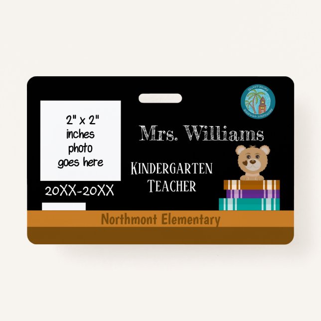 Chalkboard Teacher ID Badge with District Seal  (Front)
