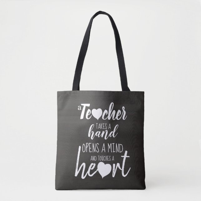 Chalkboard Teacher Inspirational Quote Typography Tote Bag (Front)