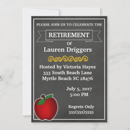 Chalkboard Teacher Retirement Invitation