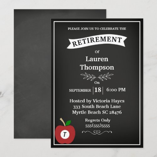 Chalkboard Teacher Retirement Invitation