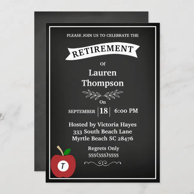 Chalkboard Teacher Retirement Invitation | Zazzle