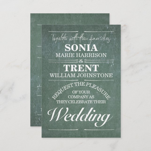 Chalkboard Teacher Wedding Invitation (Front/Back)