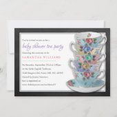 Chalkboard Teacups Baby Shower Tea Party Invitation (Front)