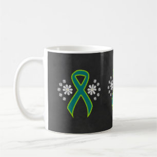 Chalkboard Teal and Lime Green Ribbon Mug
