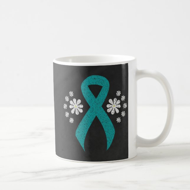 Chalkboard Teal Ribbon Coffee Mug (Right)