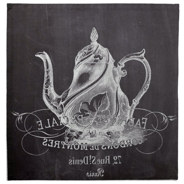 Chalkboard teapot Alice in Wonderland tea party Cloth Napkin (Front)
