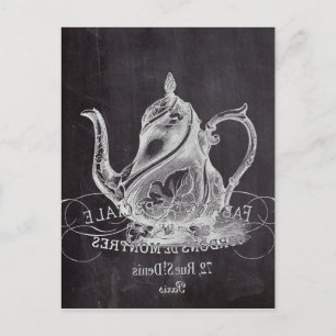 Chalkboard teapot Alice in Wonderland tea party Postcard