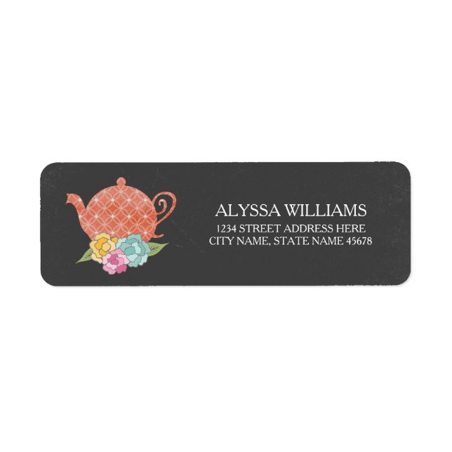 Chalkboard Teapot Return Address Label (Front)