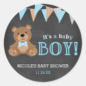 Chalkboard Teddy Bear Boy Baby Shower Wrapping Paper