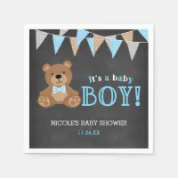 Chalkboard Teddy Bear Boy Baby Shower Wrapping Paper, Zazzle