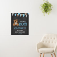 Chalkboard Teddy Bear Boy Baby Shower Welcome Sign