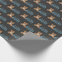 Blue Baby Boy Teddy Bear Watercolor Baby Shower Wrapping Paper, Zazzle