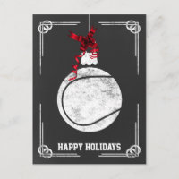 chalkboard tennis player Christmas Cards