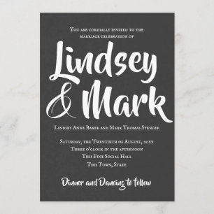 Chalkboard Text Only Bold Script Wedding Invitation