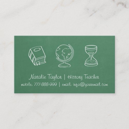 Chalkboard Texture History Teacher Business Cards