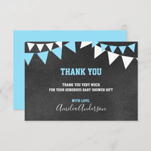 Chalkboard THANK YOU Blue White BOY baby shower Invitation