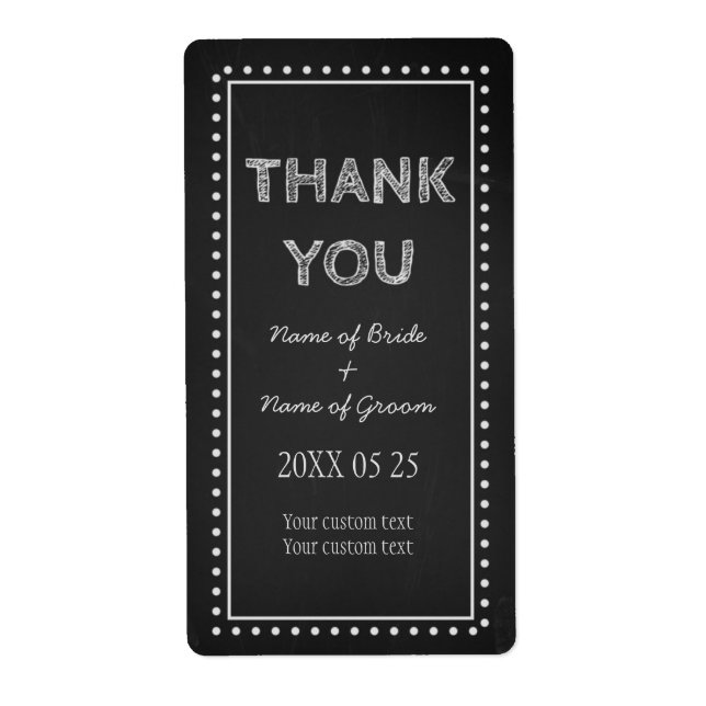 Chalkboard Thank You Wedding Favor Labels (Front)
