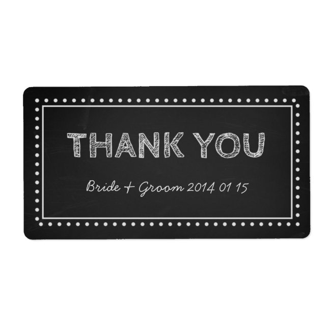 Chalkboard Thank You Wedding Labels (Front)
