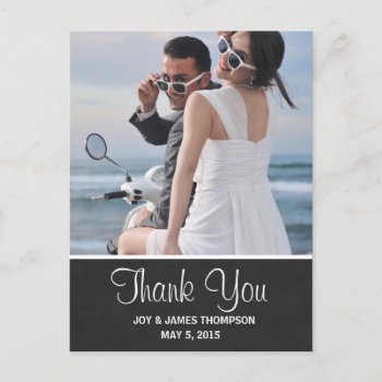 Chalkboard Thank You Wedding Postcards by CleanGreenDesigns at Zazzle
