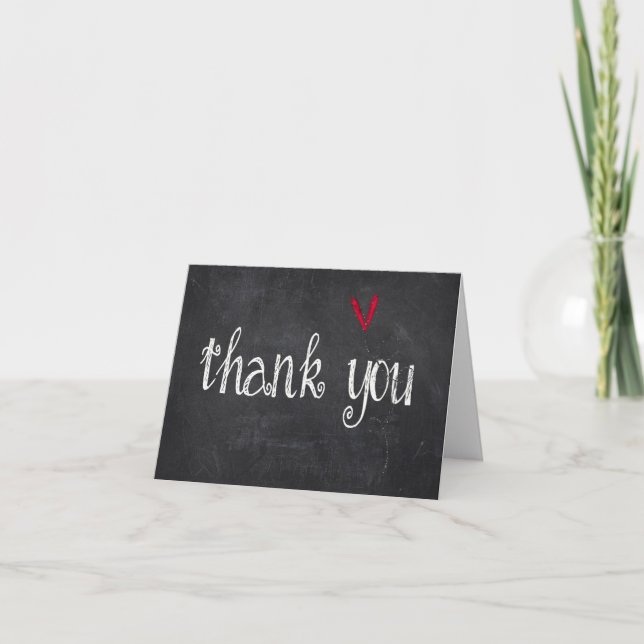 Chalkboard Thank You with Red Heart (Front)
