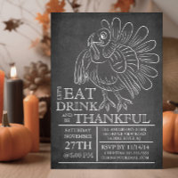 Chalkboard Thanksgiving Day Dinner Invitation