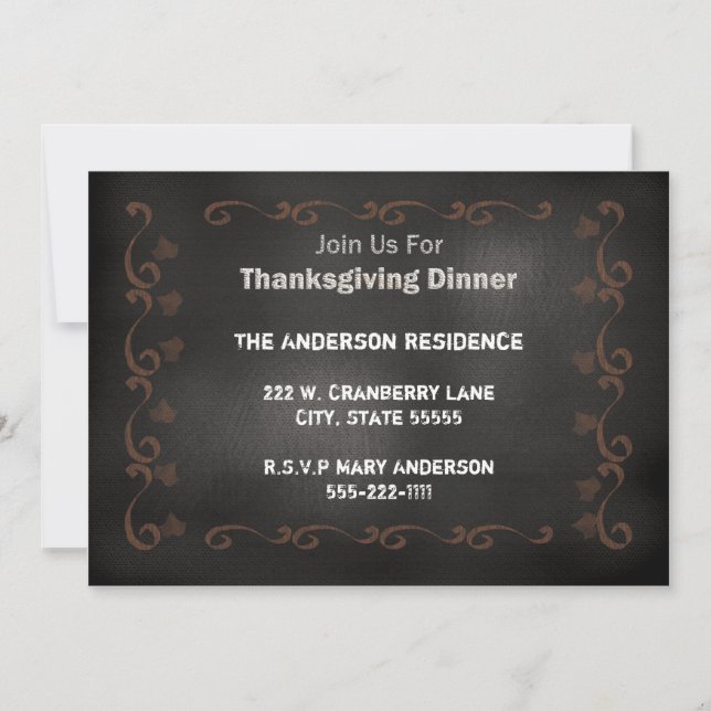 Chalkboard Thanksgiving Invitation (Front)