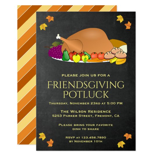 Chalkboard Thanksgiving Potluck Party Invitation | Zazzle.com