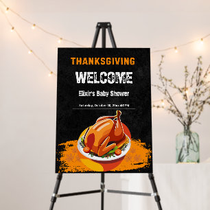 Chalkboard Thanksgiving Roasted Turkey Baby Shower Foam Board